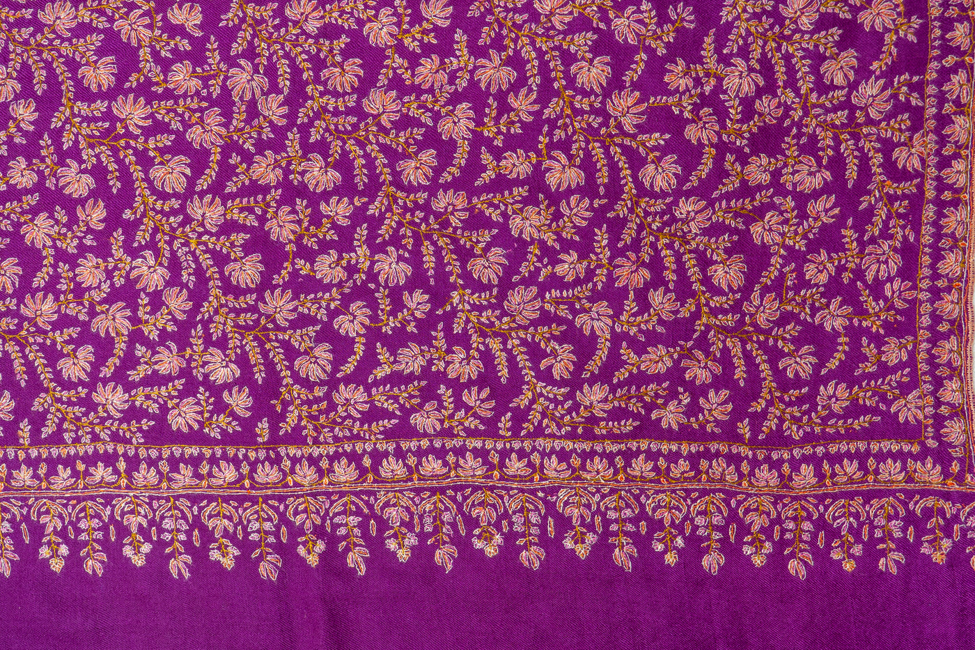 Baad-e-Gul – Plum Sozni Hand-Embroidered Pashmina Shawl