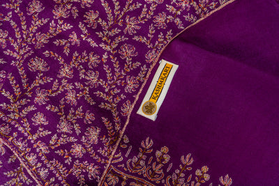 Baad-e-Gul – Plum Sozni Hand-Embroidered Pashmina Shawl