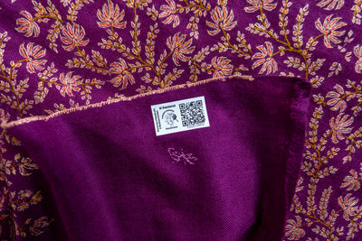 Baad-e-Gul – Plum Sozni Hand-Embroidered Pashmina Shawl