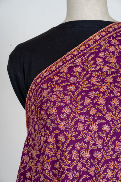Baad-e-Gul – Plum Sozni Hand-Embroidered Pashmina Shawl