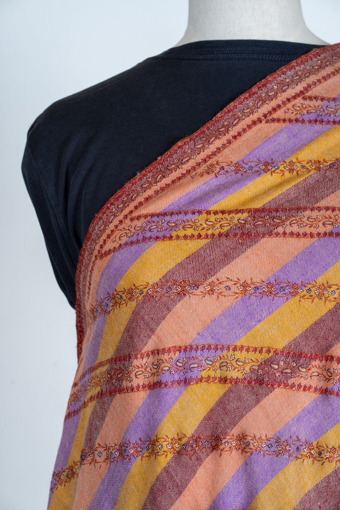 Gulnaar Baadal – Handcrafted Multistrip Pashmina Shawl