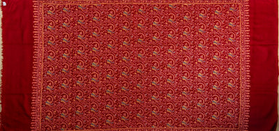 Laleh – Crimson Sozni Hand-Embroidered Pure Pashmina Shawl