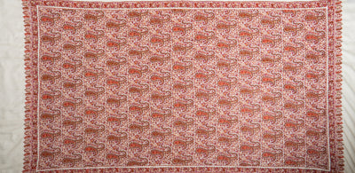 Name: Guldaan – Crimson Sozni Hand-Embroidered Pashmina Jama Shawl