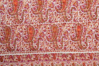 Name: Guldaan – Crimson Sozni Hand-Embroidered Pashmina Jama Shawl
