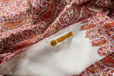 Name: Guldaan – Crimson Sozni Hand-Embroidered Pashmina Jama Shawl
