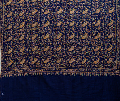 Shahkaar-e-Resham – Pure Silk Thread Sozni Embroidered on Pashmina Shawl