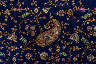 Shahkaar-e-Resham – Pure Silk Thread Sozni Embroidered on Pashmina Shawl