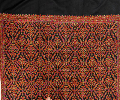 Shabnum-e-Gul – Crimson Sozni Hand-Embroidered Pashmina Shawl