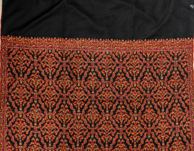 Shabnum-e-Gul – Crimson Sozni Hand-Embroidered Pashmina Shawl