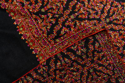 Shabnum-e-Gul – Crimson Sozni Hand-Embroidered Pashmina Shawl