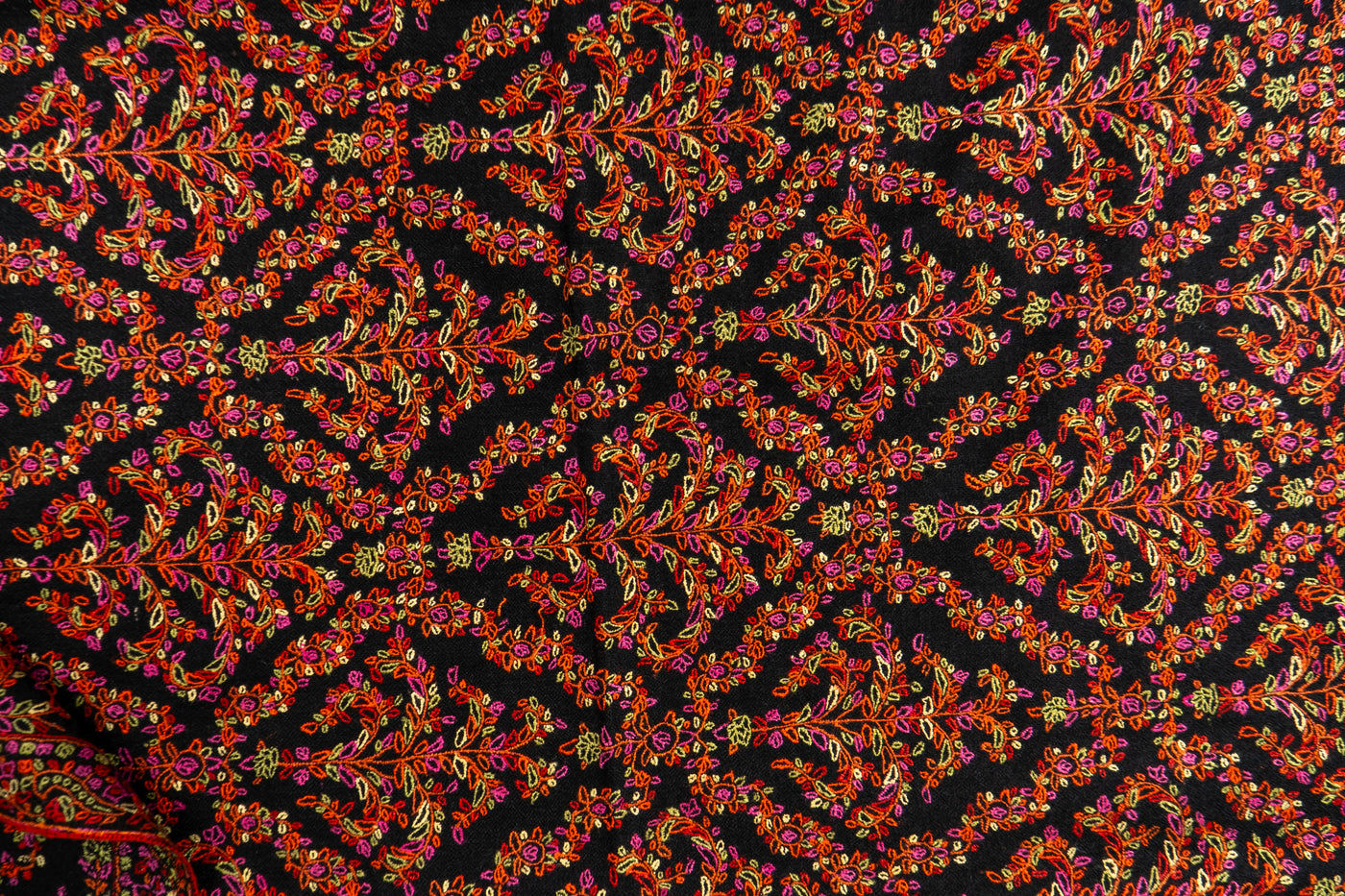 Shabnum-e-Gul – Crimson Sozni Hand-Embroidered Pashmina Shawl