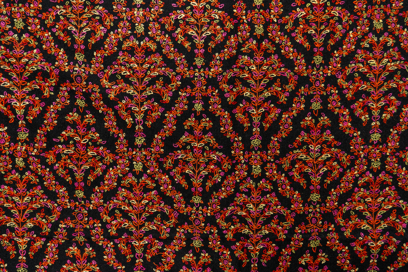 Shabnum-e-Gul – Crimson Sozni Hand-Embroidered Pashmina Shawl