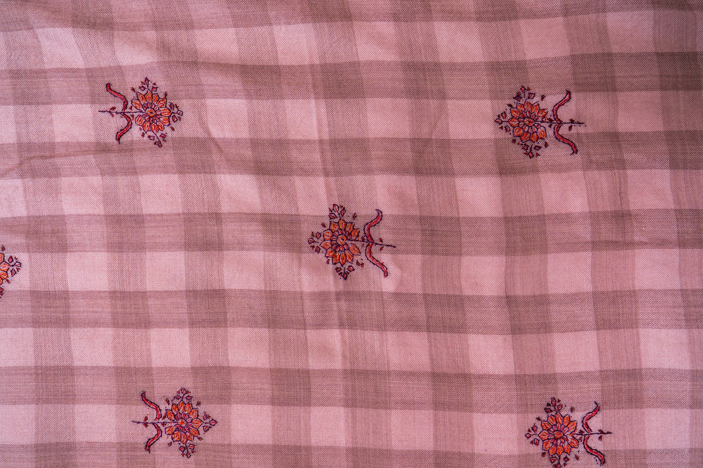 Gulaabo Charm: Merino Wool Shawl with Hand-Embroidered Sozni Blooms