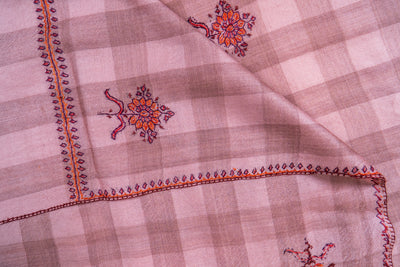 Gulaabo Charm: Merino Wool Shawl with Hand-Embroidered Sozni Blooms