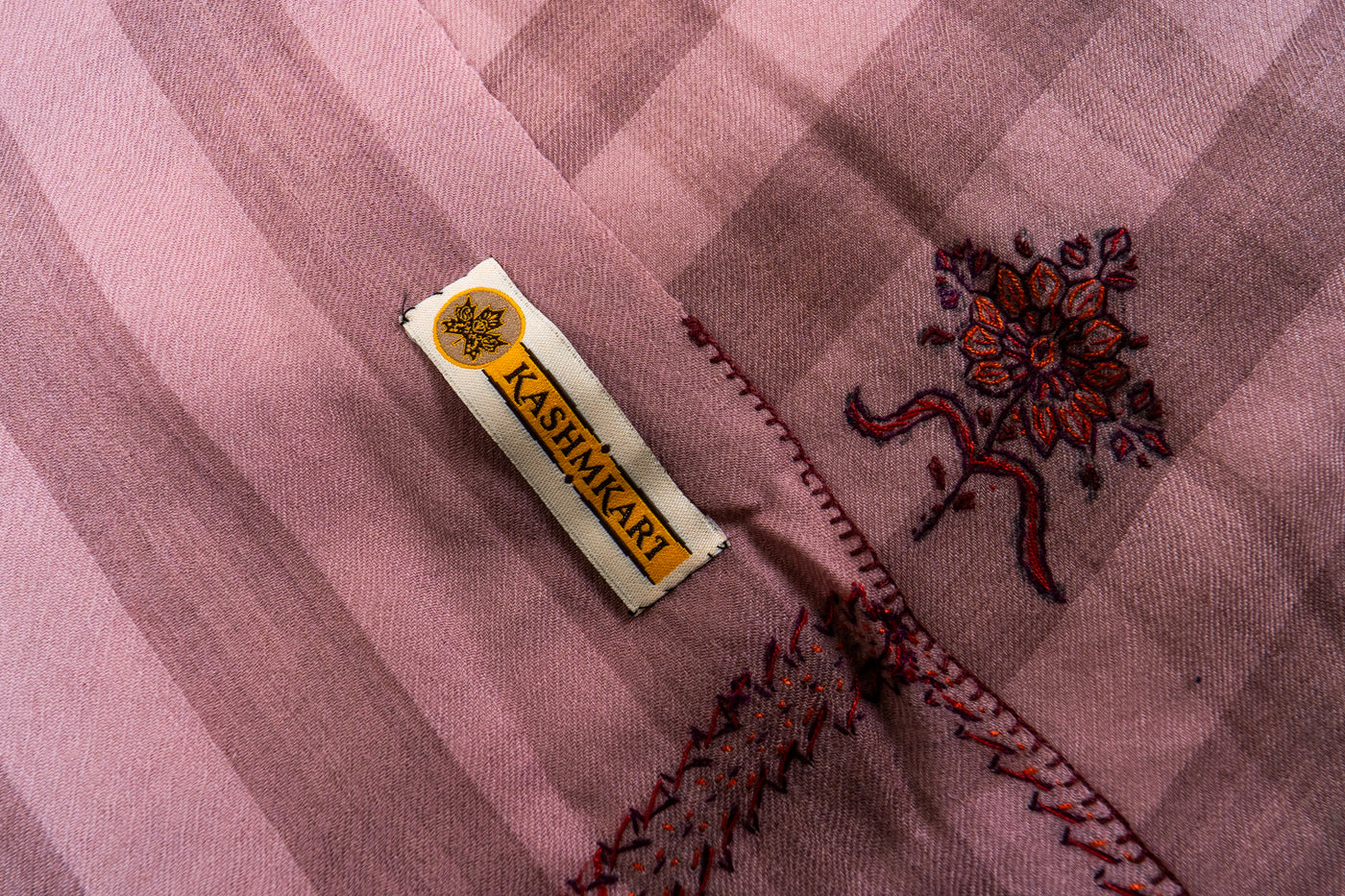 Gulaabo Charm: Merino Wool Shawl with Hand-Embroidered Sozni Blooms
