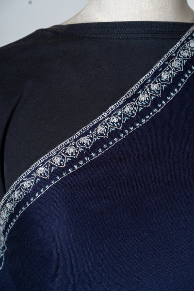 Neel Qalam: Navy Merino Wool Shawl with Classic Sozni Hand Embroidery