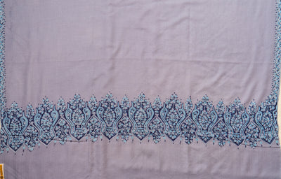Neela Saaz: Merino Wool Shawl with Hand-Embroidered Sozni Borders
