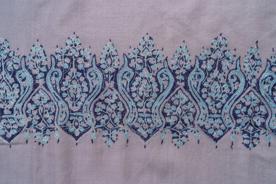 Neela Saaz: Merino Wool Shawl with Hand-Embroidered Sozni Borders