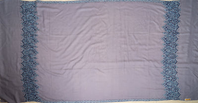 Neela Saaz: Merino Wool Shawl with Hand-Embroidered Sozni Borders