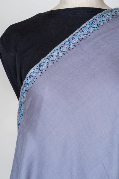 Neela Saaz: Merino Wool Shawl with Hand-Embroidered Sozni Borders