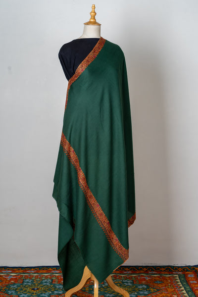 Jungli Surkhi: Sozni Hand-Embroidered Shawl in Merino Wool