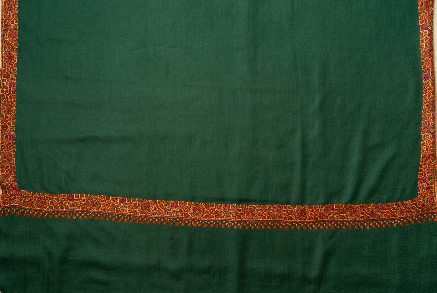 Jungli Surkhi: Sozni Hand-Embroidered Shawl in Merino Wool