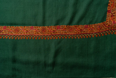 Jungli Surkhi: Sozni Hand-Embroidered Shawl in Merino Wool