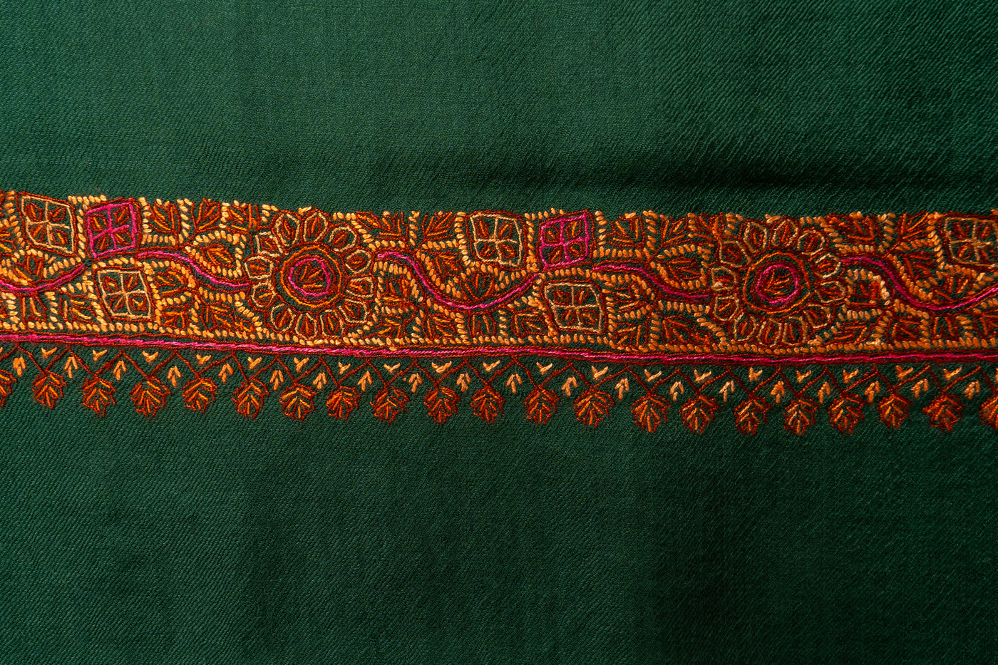 Jungli Surkhi: Sozni Hand-Embroidered Shawl in Merino Wool