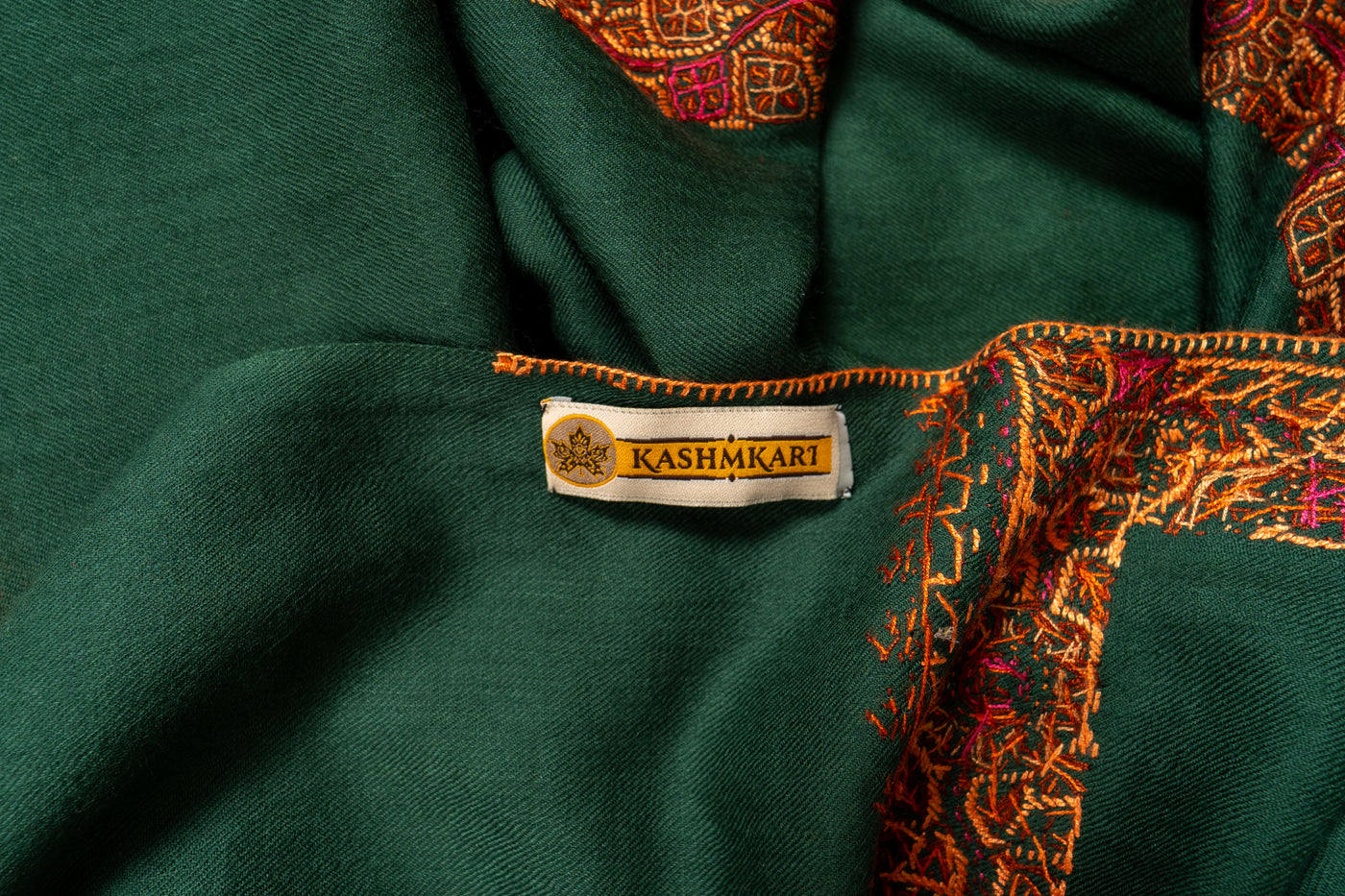 Jungli Surkhi: Sozni Hand-Embroidered Shawl in Merino Wool
