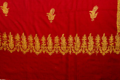 Laal Zareen: Hand-Embroidered Sozni Shawl in Merino Wool