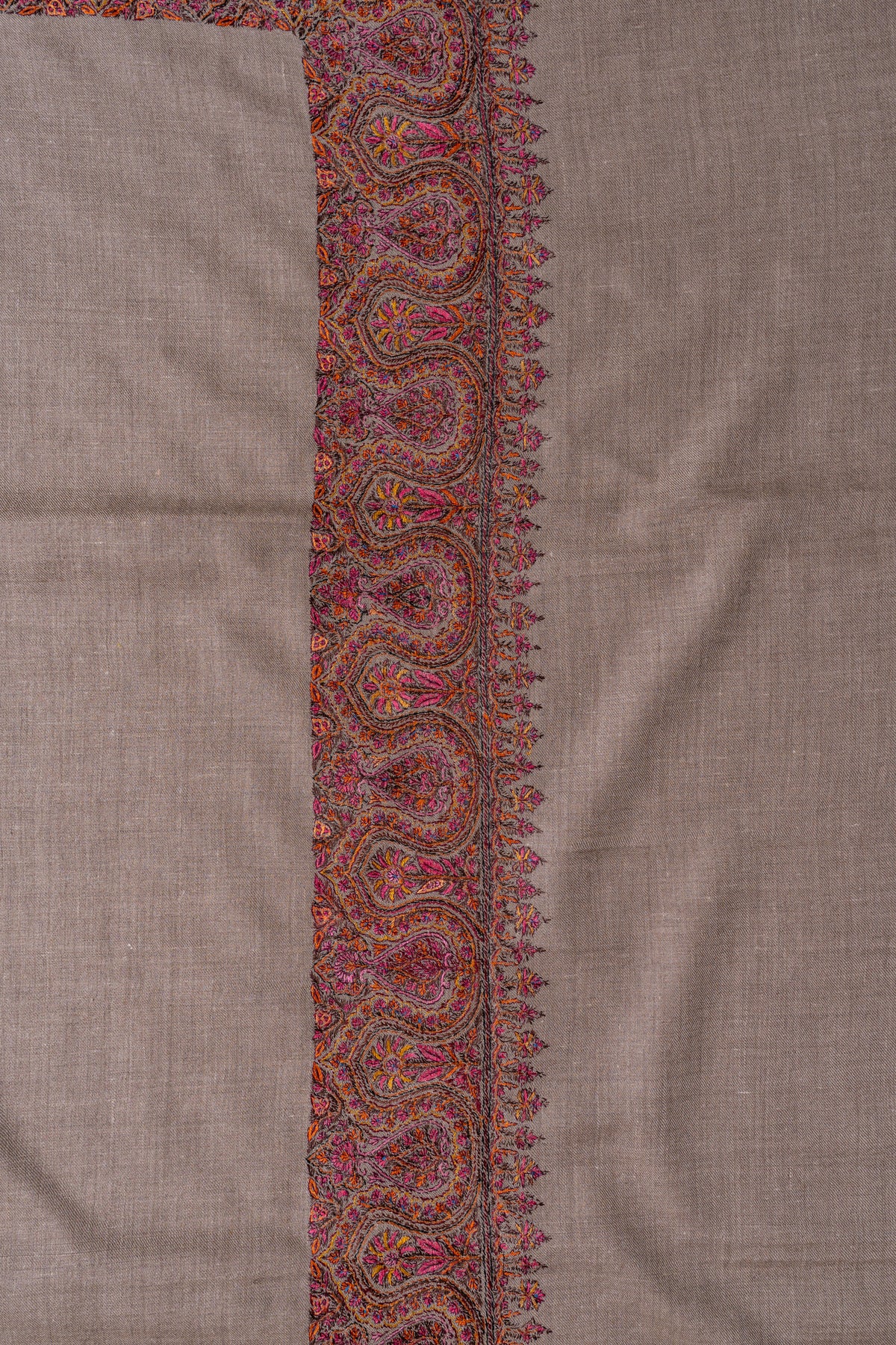 Desert Paisley Whisper: Pure Pashmina Hand Embroidered Shawl
