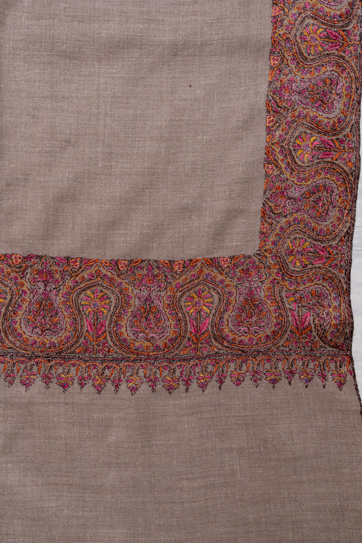 Desert Paisley Whisper: Pure Pashmina Hand Embroidered Shawl