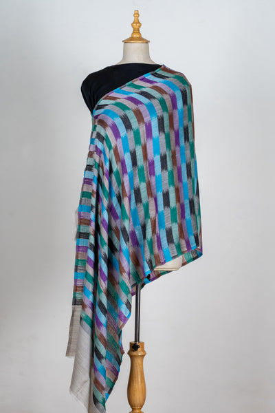 Midnight Mosaic: Merino Wool Scarf in 120 Count Weave