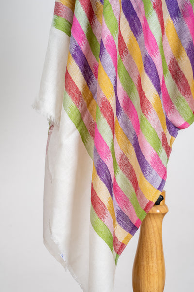 Rangrez Melody: Printed Merino Wool Scarf in 120 Count Weave
