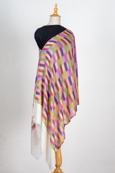 Rangrez Melody: Printed Merino Wool Scarf in 120 Count Weave