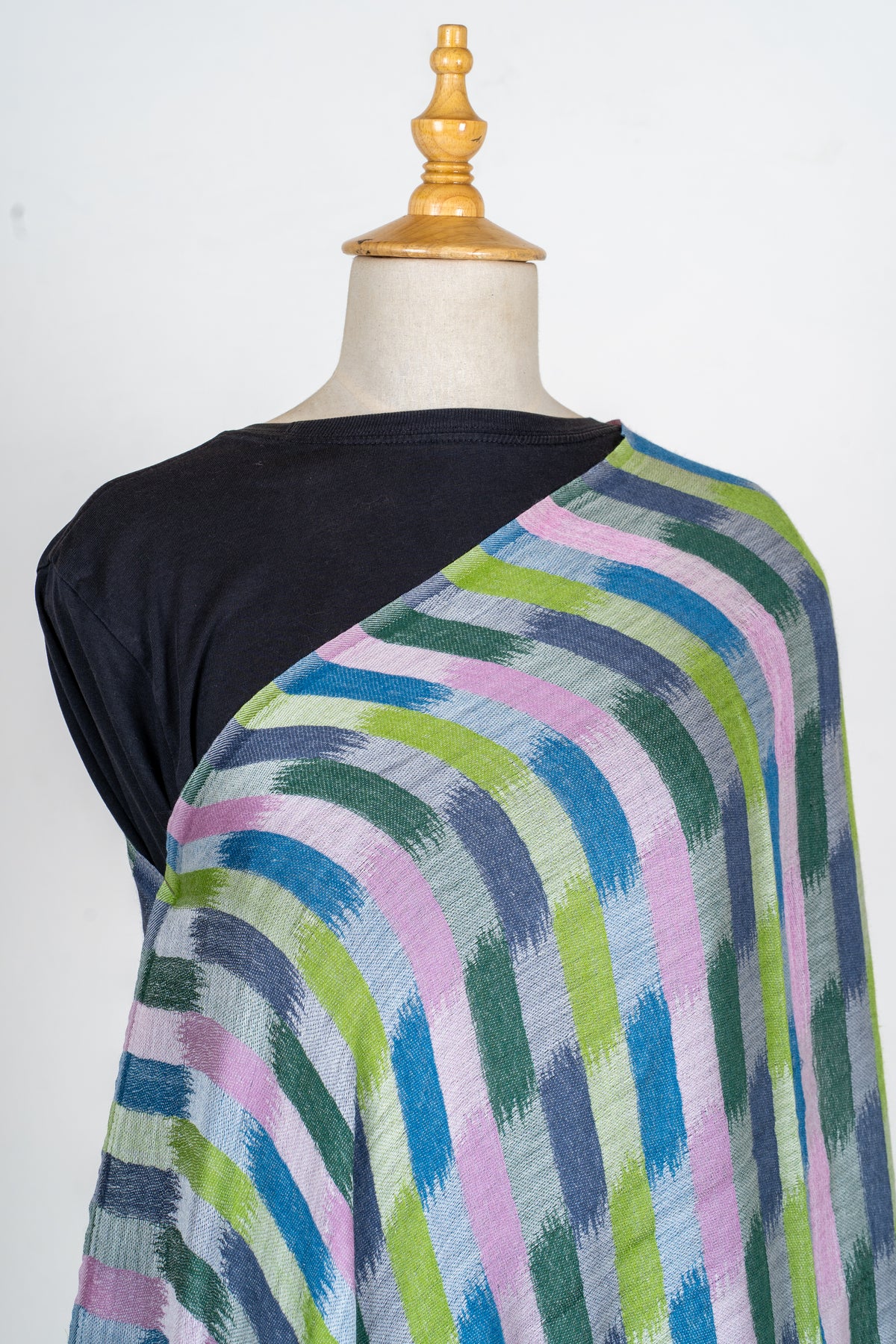 Sheherzadi Mist: 120 Count Merino Wool Stole with Pastel Print