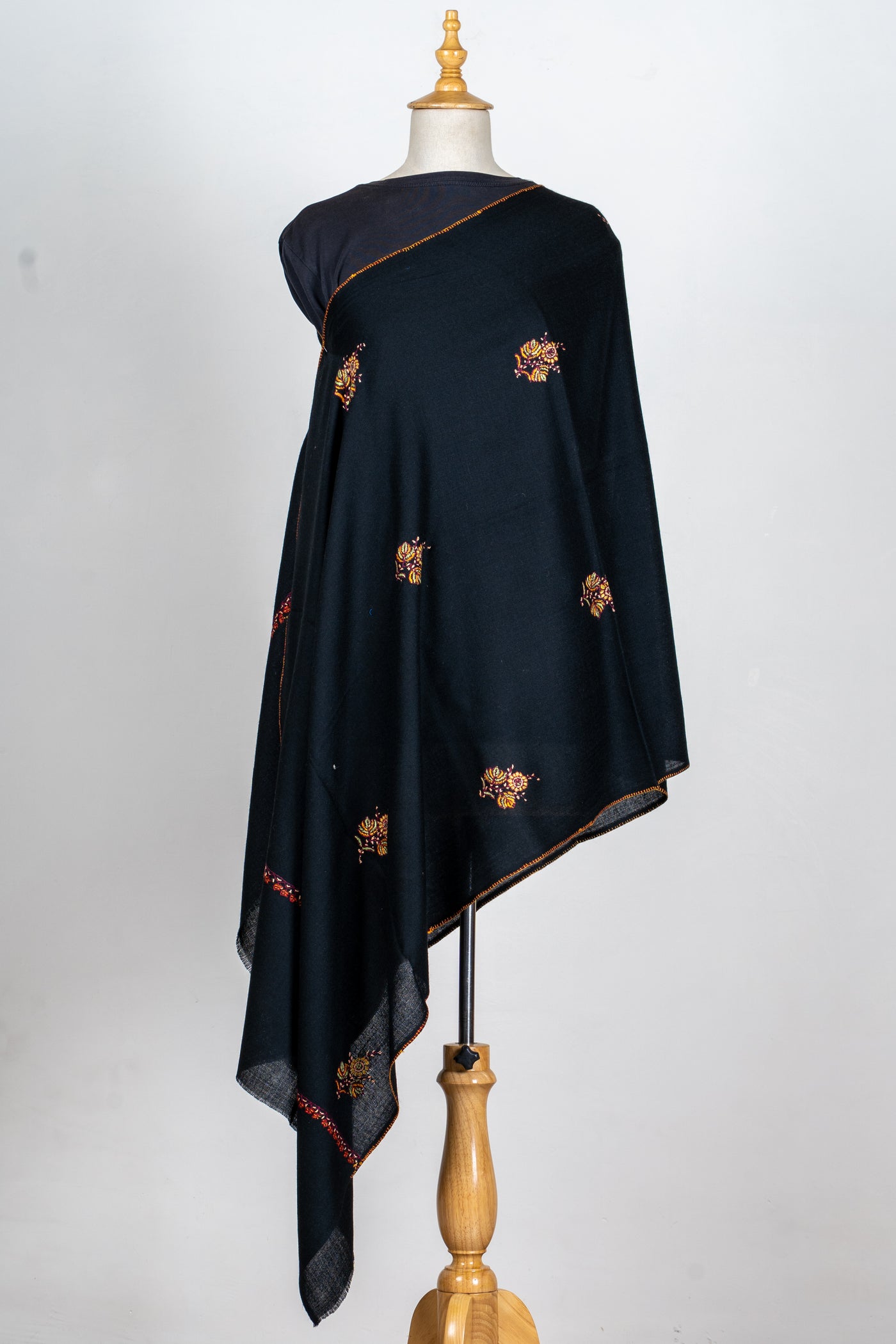 Chandni Raat: Hand-Embroidered Sozni Scarf in Merino Wool