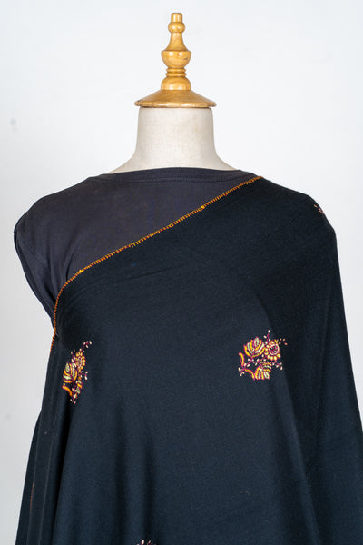 Chandni Raat: Hand-Embroidered Sozni Scarf in Merino Wool