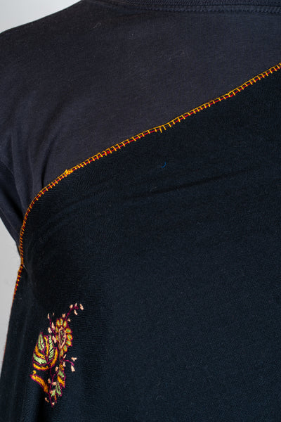 Chandni Raat: Hand-Embroidered Sozni Scarf in Merino Wool