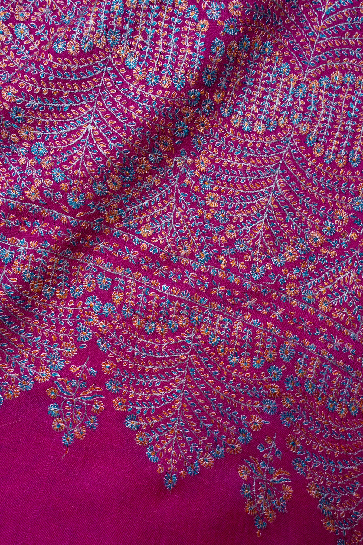 Pure Silk Thread Sozni Embroidered on Pure Pashmina Shawl
