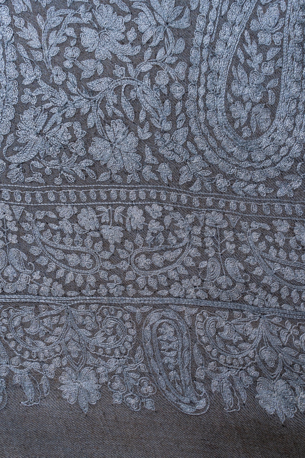 Misty Azure Hand Embroidered Pure Pashmina Jamawar Shawl
