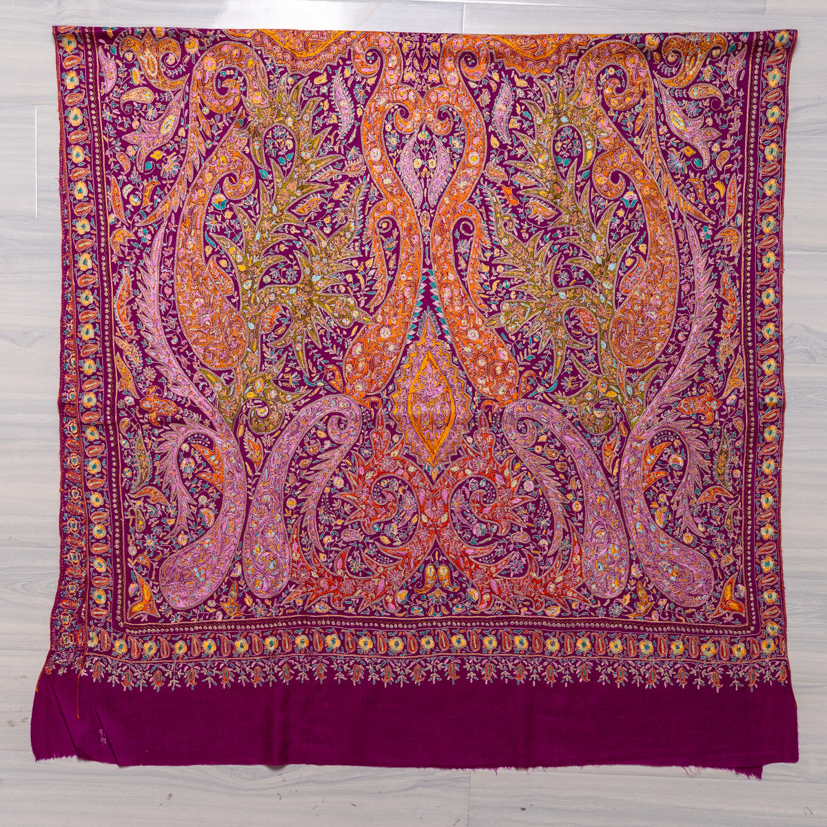 Kalamkari Pure Pashmina Hand Embroidered Shawl