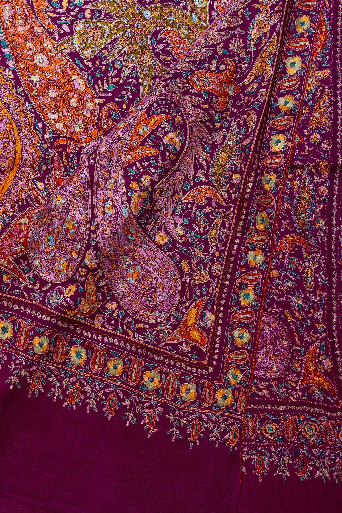 Kalamkari Pure Pashmina Hand Embroidered Shawl