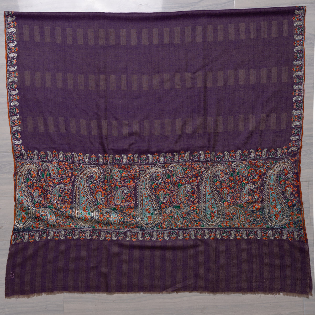 Imperial Paisley Hand Embroidered Pure Pashmina Shawl