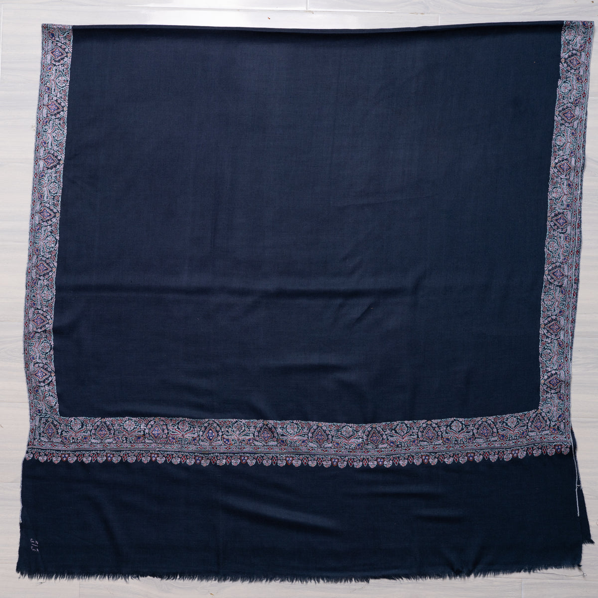 Midnight Grace Hand Embroidered Pure Pashmina Shawl