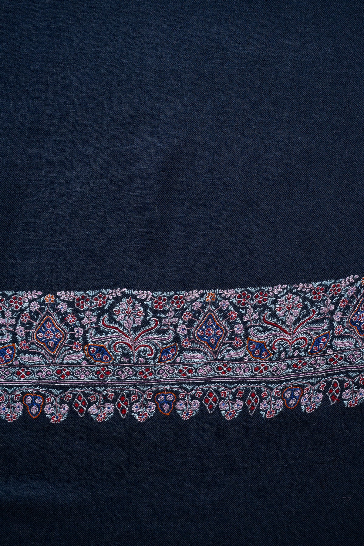 Midnight Grace Hand Embroidered Pure Pashmina Shawl