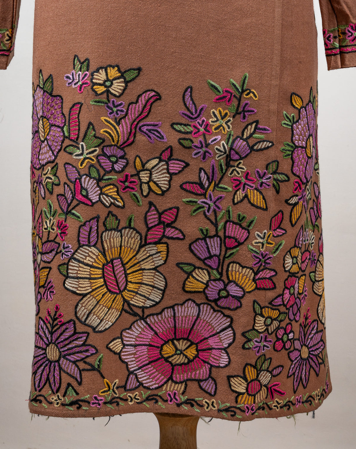 Blush Bloom Sozni Hand Embroidered Fine Merino Wool Pheran