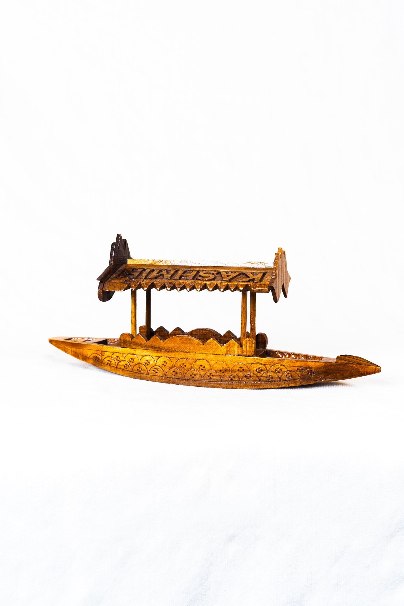 Handcrafted Walnut Wood Miniature Shikara