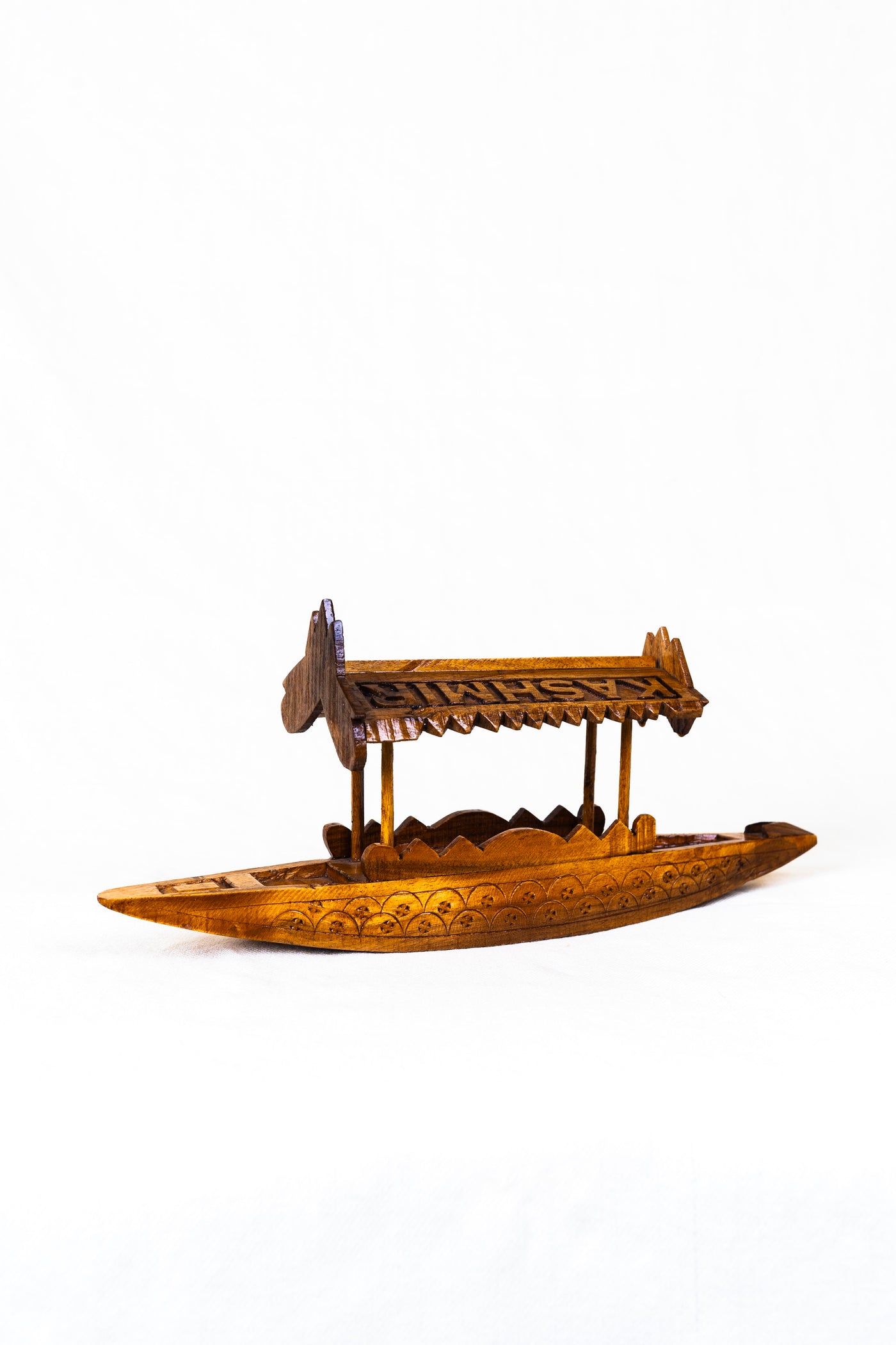 Handcrafted Walnut Wood Miniature Shikara