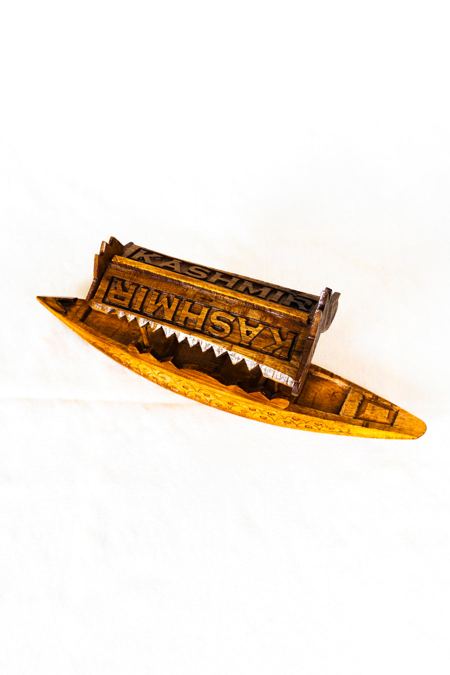 Handcrafted Walnut Wood Miniature Shikara